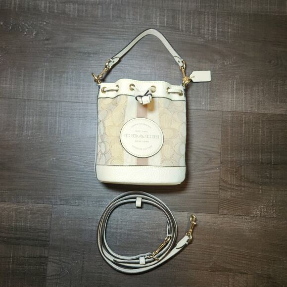 Coach Mini Dempsey Bucket Bag in Signature Jacquard with Stripe and Coach Patch - Picture 2 of 16